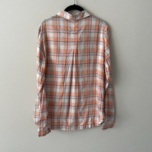 Kuhl Hadley Long Sleeve Shirt Peach Plaid Womens Medium - Picture 7 of 7